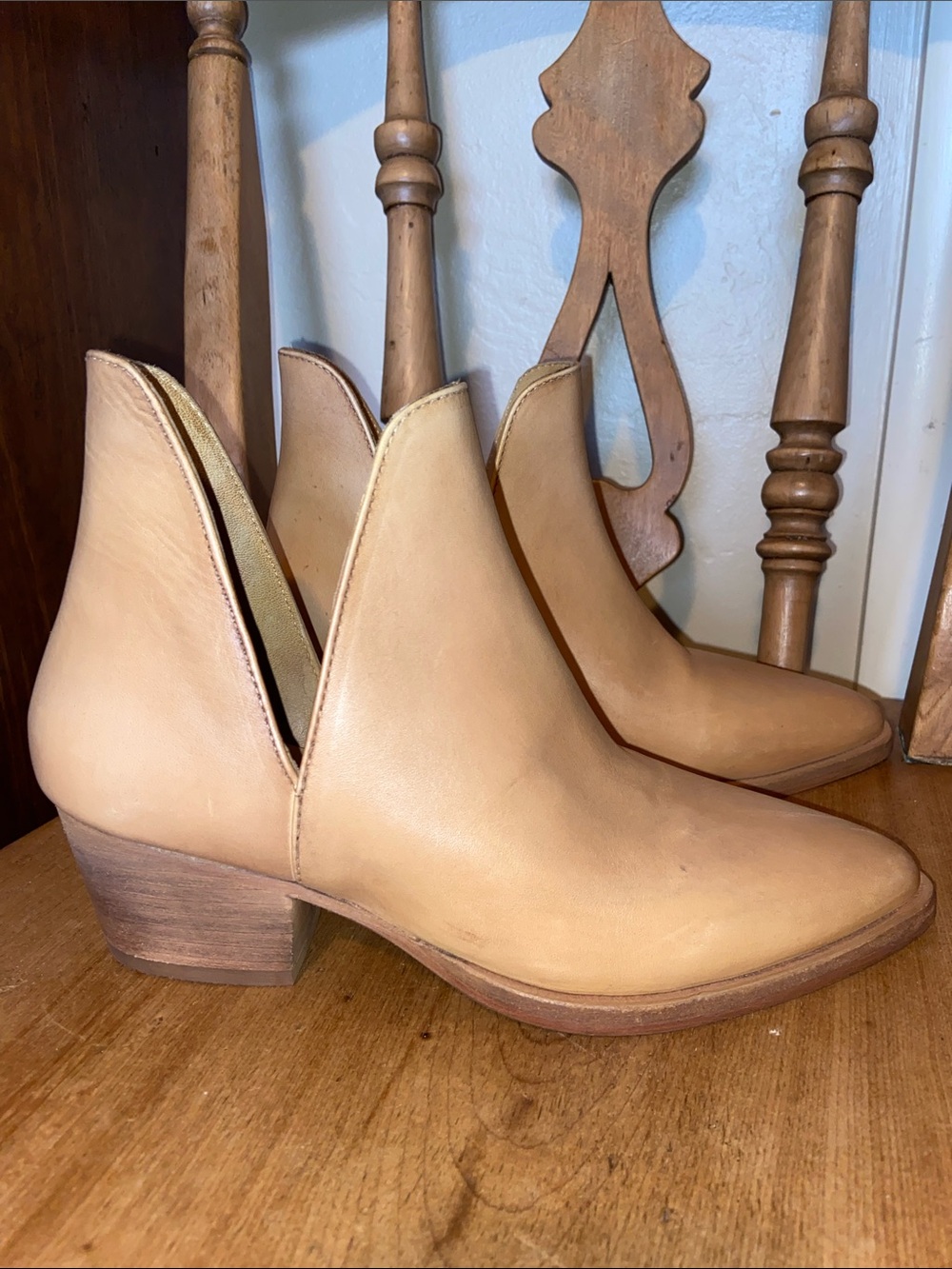 Free People Tan Charm Double V Ankle Boots Booties Size 36 US 6